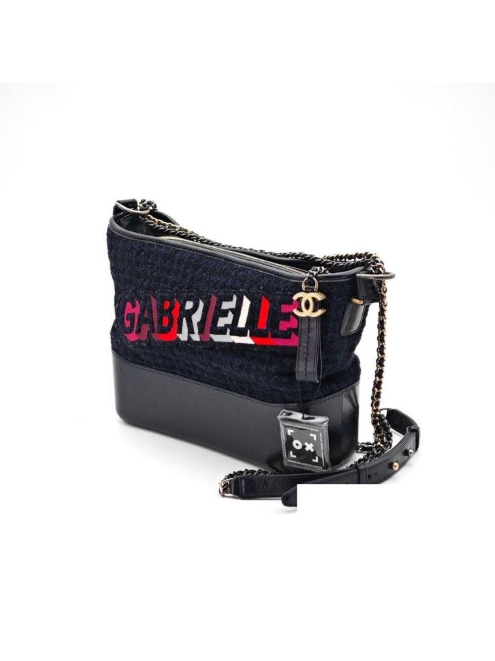 Chanel Gabrielle de Chanel Large Hobo Tweed Leather Black Blue Shoulder Bag